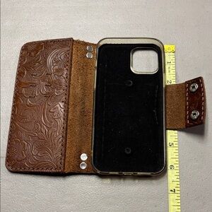 Floral Embossed Leather Phone Case